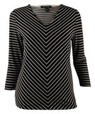 Ralph Lauren Women's V Neck Chevron Print Top