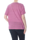 LAUREN RALPH LAUREN Womens Linen Striped Pullover Top Pink XL