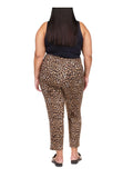 Michael Kors Women's Plus Size Cheetah Print Stretch Twill Pants