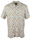 Bugatchi Men's Flamingo Printed Stretch Cotton Short Sleeve Shirt Small, Jaffa