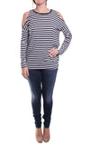 Michael Kors Women's Cold Shoulder Striped Top