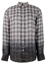 Customer Return Michael Kors Men's Slim Fit Dip-Dyed Gingham Long Sleeve Shirt Large