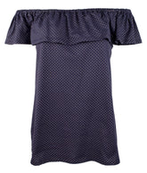 Women's Off-The-Shoulders Flounce Top-I-S True Navy
