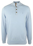 Men's Buttoned Mock Sweatshirt-BLU-Medium