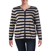 Lauren Ralph Lauren Women's Plus Striped Metallic Cardigan Sweater