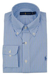 Men's Crisp Poplin Striped Button-Down Shirt-BW-15.5-34-35 Blue/White