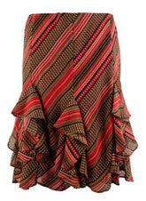 Lauren Ralph Lauren Women's Petite Patterned Ruffled Georgette Skirt Large PL