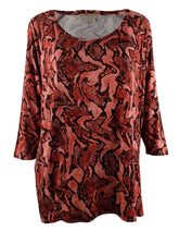 Michael Kors Women's Plus 3/4 Raglan Sleeve Python print Top Shirt HC 0X
