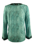 Michael Kors Women's Long Sleeve Printed V Neck Tunic Top