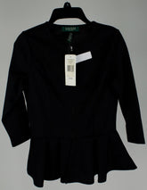 Customer Return Lauren Ralph Lauren Women's Petite Peplum Zip Front Blouse