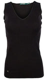 Women's V-Neck Sleeveless Sweater Top PB Small Polo Black