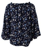 Michael Kors Women's Patterned Off The Shoulder Bell Sleeve Tassel Top B Small