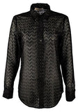 Michael Kors Women's Chiffon Chevron Patterned Shirt B XS