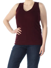 Women's V-Neck Sleeveless Sweater Top BRG X-Large Burgundy