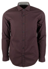 Hugo Boss Men's Ridley Slim Fit Long Sleeves Shirt Dark Red Large