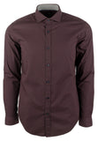 Hugo Boss Men's Ridley Slim Fit Long Sleeves Shirt Dark Red Large