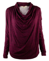 Michael Kors Women's Draped Herringbone Print Blouse Top SP XS