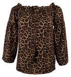 Michael Kors Women's Patterned Off The Shoulder Bell Sleeve Tassel Top C XS