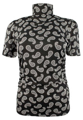 Michael Michael Kors Women's Paisley Short Sleeve Turtleneck Top T-Shirt...