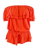 Lauren Ralph Lauren Women's Off-The-Shoulder Jersey Blouse (L, Red)