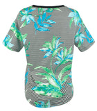 LAUREN RALPH LAUREN Womens Petites Striped Floral T-Shirt B/W PS