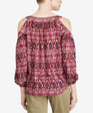 Ralph Lauren Women's Plus Size Printed Cold Shoulder Blouse Top