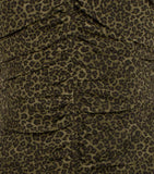 Michael Kors Women's Animal Print Ruched V-neck Mini Dress Olv 6