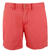 Men's Stretch Straight Fit 6 Inch Flat Front Chino Shorts Red 32