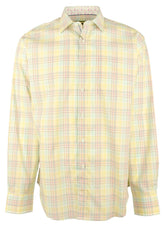 Bugatchi Men's Plaid Classic Fit Long Sleeve Shirt Medium Lemon