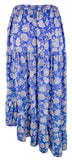 Vince Camuto Women's Asymmetrical Paisley Tiered Maxi Skirt Blue