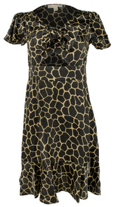 Michael Kors Women's Giraffe Printed Tie Front Mini Dress
