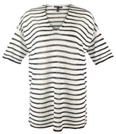 Eileen Fisher Women's Striped V Neck Short Sleeve Sweater
