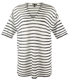 Eileen Fisher Women's Striped V Neck Short Sleeve Sweater