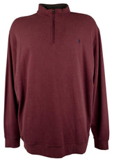 POLO RALPH LAUREN Big & Tall Long Sleeve Luxury Jersey Quarter-Zip Pullover -Aged Wine Heather, 3LT