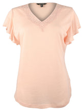 Lauren Ralph Lauren Women's Plus Size Flutter Sleeve Blouse Top Pink 2X