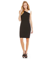 Lauren Ralph Lauren Women's Asymmetric Colorblock Dress-BW-10 Black/White