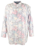 Tommy Bahama Erkek Büyük ve Uzun Kıyı Şeridi Kordonu Montecito Frond Düğmeli Gömlek Sis Grisi 3XLB
