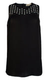 Michael Kors Women's Grommet Yoke Pleated Sleeveless Shirt B S