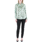 Lauren Ralph Lauren Womens Snake Print Collared Blouse Green S
