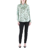 Lauren Ralph Lauren Womens Snake Print Collared Blouse Green S