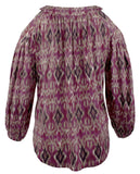 Ralph Lauren Women's Plus Size Printed Cold Shoulder Blouse Top