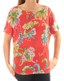 Lauren Ralph Lauren Women's Floral Print Linen Top OM L