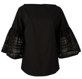 Lauren Ralph Lauren Women's Petite Laser Cut Bell Sleeve Top