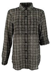 Michael Kors Women's Plus Size Tweed Haberdashery Print Georgette Shirt B 2X