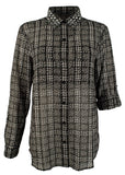 Michael Kors Women's Plus Size Tweed Haberdashery Print Georgette Shirt B 2X