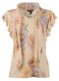 Lauren Ralph Lauren Petite Women's Floral Tie Neck Blouse Top