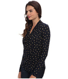 Michael Kors Women's Draped Pyramid-Stud Print Shirt Top