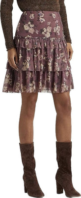 Lauren Ralph Lauren Women's Plus Size Floral Crinkle Georgette Mini Skirt 14W