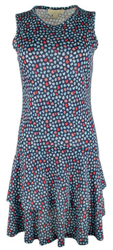 Michael Kors Women's Palm Crew Neck Tiered Flounce Sleeveless Dress