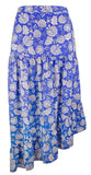 Vince Camuto Women's Asymmetrical Paisley Tiered Maxi Skirt Blue